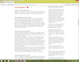 Capture d'écran des commentaires sur la page du billet intitulé "Petite étude du traitement médiatique de l'UDC" au 1er juin 2014. [Cliquer pour agrandir l'image]
